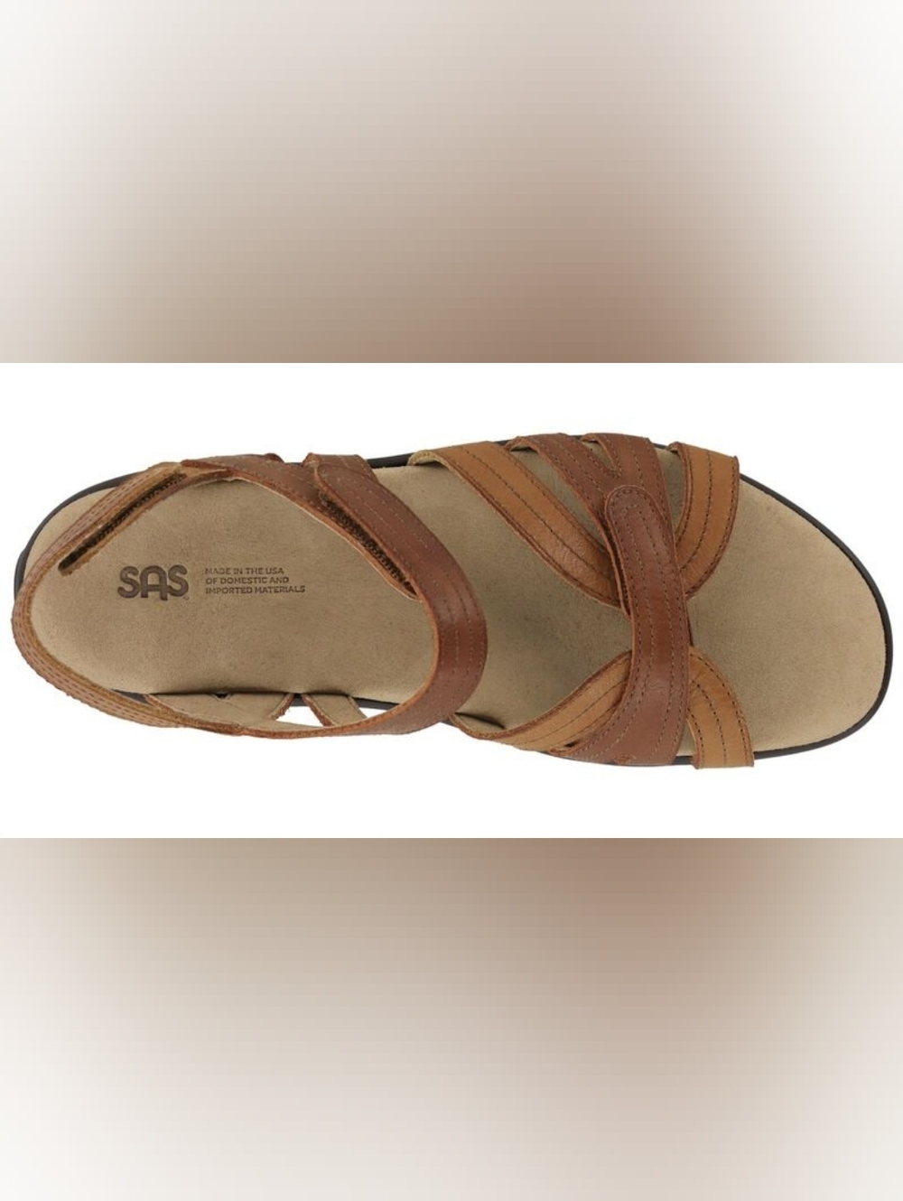SAS Women's Tan Multi-Strap Leather Sandal